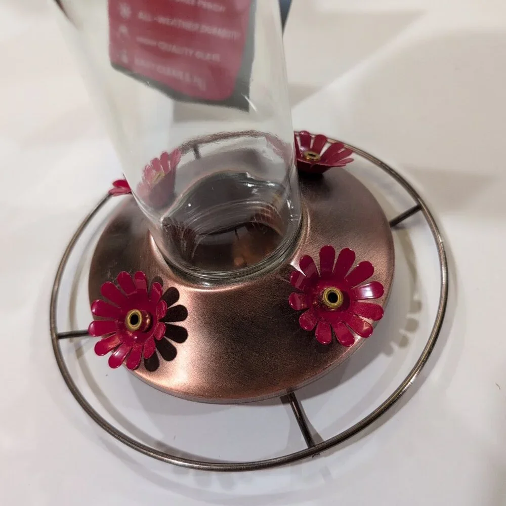 Perky-Pet Hummingbird 12 Oz. Copper/Glass Nectar Feeder 4 Feeding Ports New